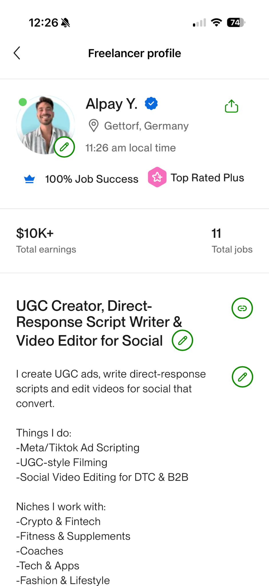 Upwork rating